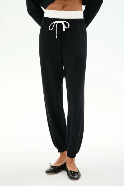 Splits59 Andie Dual Waist Sweatpant In Black/white