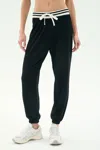 Splits59 Andie Oversized Fleece Sweatpant W/ Stripe In Black