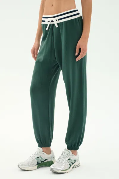 Splits59 Andie Oversized Fleece Sweatpant W/ Stripe In Green