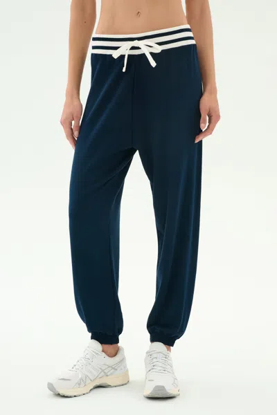 Splits59 Andie Oversized Fleece Sweatpant W/ Stripe In Purple