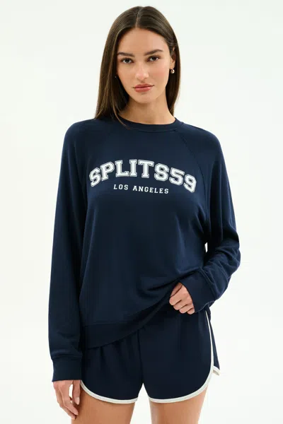 Splits59 Andie Oversized Fleece Varsity Graphic Sweatshirt In Blue