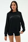 Splits59 Andie Oversized Fleece Varsity Graphic Sweatshirt In Black