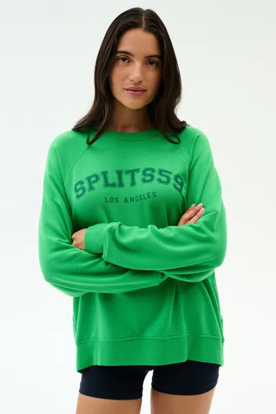 Splits59 Andie Oversized Fleece Varsity Graphic Sweatshirt In Green