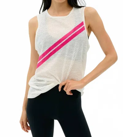 Splits59 Bandit Mesh Tank Top In White/berry In Multi