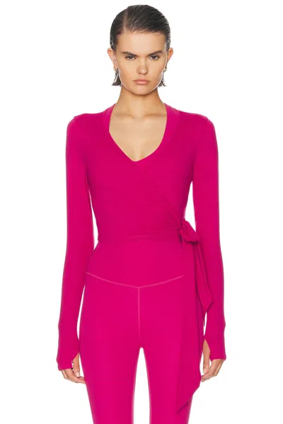 Splits59 Bella Airweight Lite Wrap Top In Pink