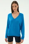 Splits59 Bennie Fleece V Neck Sweatshirt In Multi