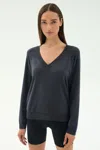 Splits59 Bennie Fleece V Neck Sweatshirt In Multi
