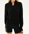 Splits59 Birdie Fleece Half Zip Sweater In Black