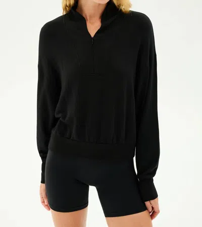 Splits59 Birdie Fleece Half Zip Sweater In Black