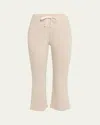 Splits59 Brooks Fleece Cropped Flare Pants In Heather Oatmeal/white Htoat/white