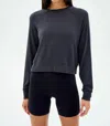 Splits59 Brooks Fleece Long Sleeve Top In Graphite Grey In Black
