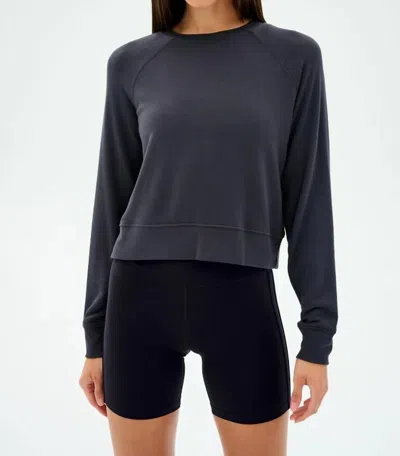 Splits59 Brooks Fleece Long Sleeve Top In Graphite Grey In Black