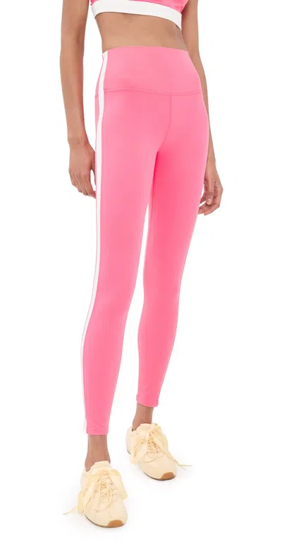 Splits59 Clare High Waist Rigor 7/8 Ankle Leggings Strawberry/white In Pink