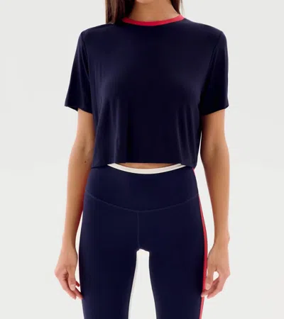 Splits59 Djuna Crop Ringer Top In Blue/red In Multi
