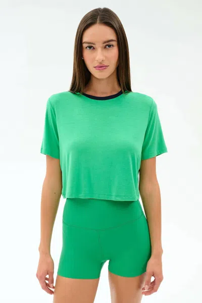 Splits59 Djuna Crop Ringer Top In Spearmint/indigo In Green