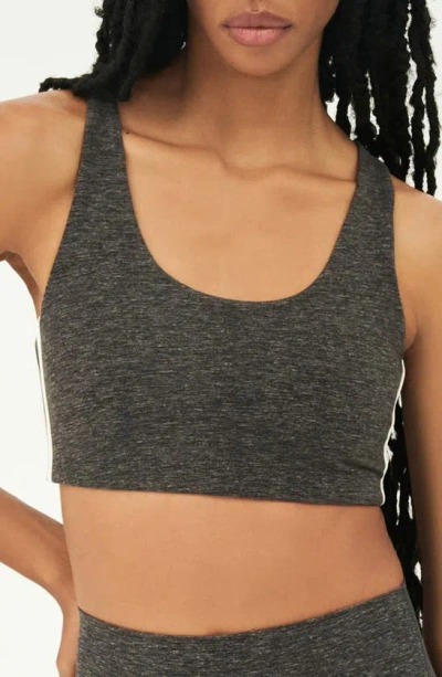 Splits59 Ella Airweight Sports Bra In Heather Grey/ White