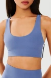 Splits59 Ella Airweight Sports Bra In Steel Blue/ White