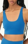 Splits59 Ella Airweight Sports Bra In Stone Blue/ Mustard