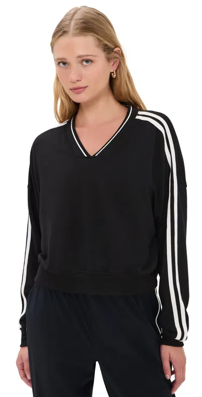 Splits59 Ellie Fleece V Neck Sweatshirt In Black