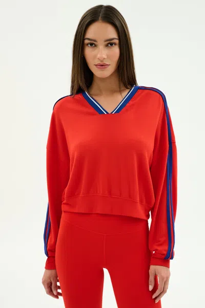 Splits59 Ellie Fleece V Neck Sweatshirt In Red