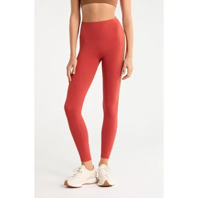 Splits59 Emerson High Waist Stripe 7/8 Leggings In Terracotta/creme