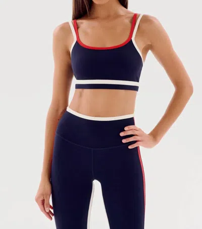 Splits59 Eva Rigor Double Strap Bra In Indigo/ White In Multi