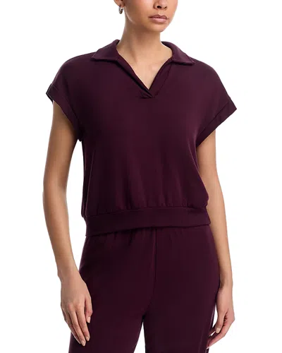 Splits59 Evie Fleece Polo Tee In Burgundy