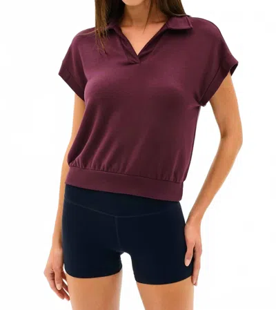 Splits59 Evie Sleeveless Polo In Dark Cherry In Burgundy