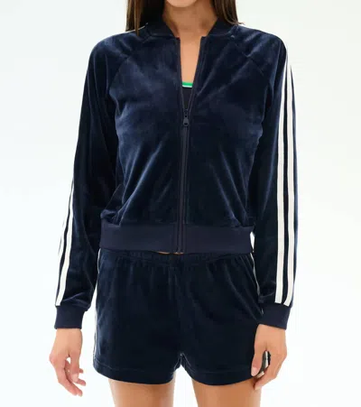 Splits59 Heritage Velour Bomber Jacket In Navy In Gold