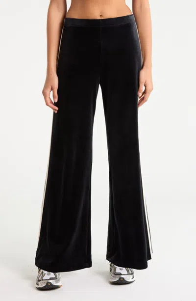 Splits59 Heritage Velour High Waist Wide Leg Pants In Black