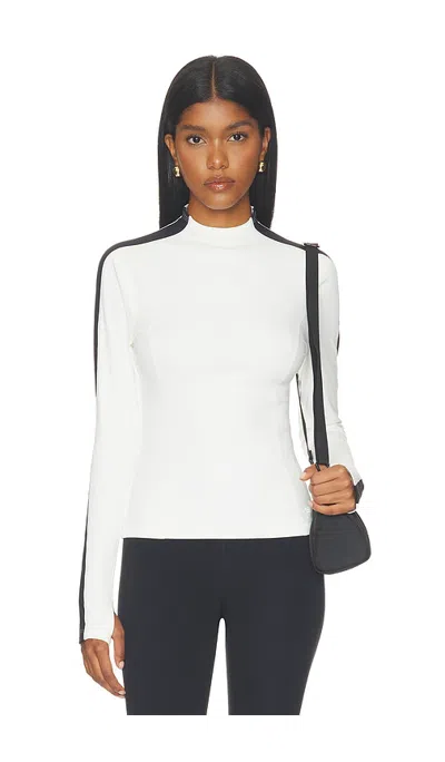 Splits59 Isabelle Airweight Lite Mock Neck Baselayer Top In White & Black