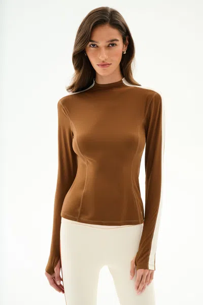 Splits59 Isabelle Airweight Lite Mock Neck In Brown