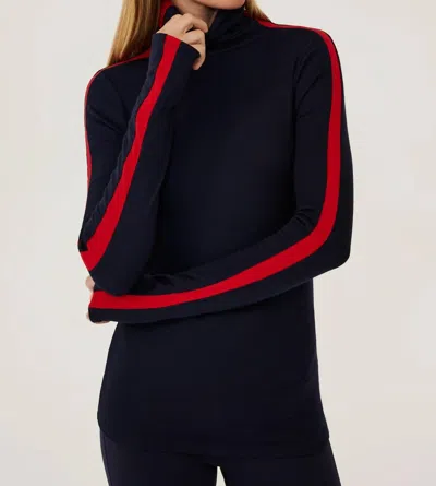 Splits59 Jackson Full Length Turtleneck Top In Indigo/red In Multi