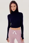 Splits59 Jackson Rib Cropped Turtleneck In Blue