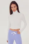 Splits59 Jackson Rib Cropped Turtleneck Top In White