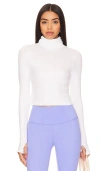 Splits59 Jackson Rib Cropped Turtleneck Top In 白色