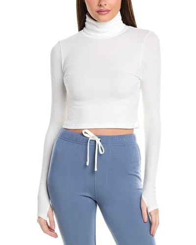Splits59 Jackson Rib Cropped Turtleneck Top In White