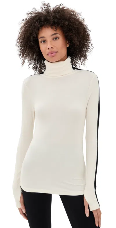 Splits59 Jackson Rib Full Length Turtleneck Creme/black In Multi