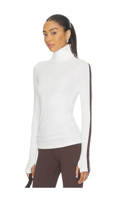 Splits59 Jackson Rib Full Length Turtleneck Top In White