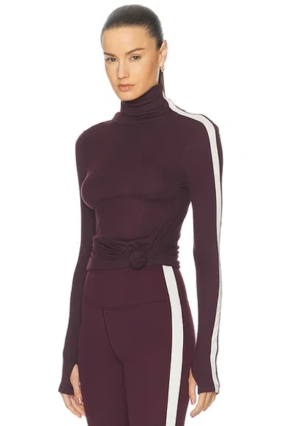 Splits59 Jackson Rib Full Length Turtleneck Top In Burgundy