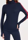 Splits59 Jackson Rib Turtleneck Top In Navy/ Red In Multi