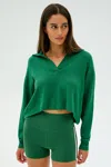 Splits59 Joan Fleece Polo Sweatshirt In Green