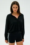 Splits59 Joan Fleece Polo Sweatshirt In Black
