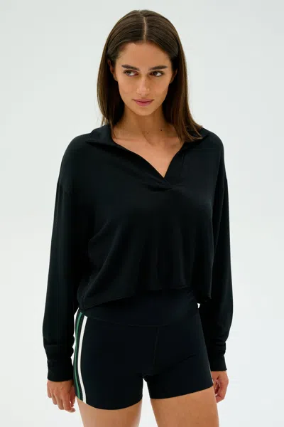Splits59 Joan Fleece Polo Sweatshirt In Black