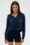 Splits59 Joan Fleece Polo Sweatshirt In Blue