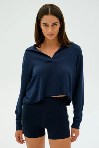 Splits59 Joan Fleece Polo Sweatshirt In Blue
