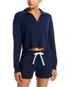 Splits59 Joan Fleece Polo Sweatshirt In Blue