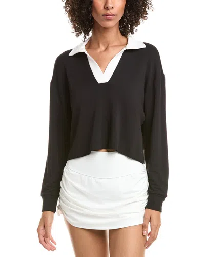 Splits59 Joan Fleece Polo Sweatshirt In Black