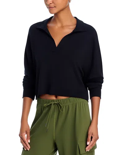 Splits59 Joan Fleece Polo Sweatshirt In Black