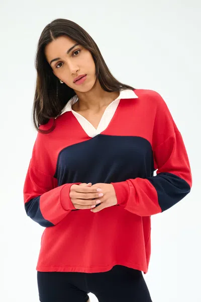 Splits59 Katie Fleece Rugby Sweatshirt In Red